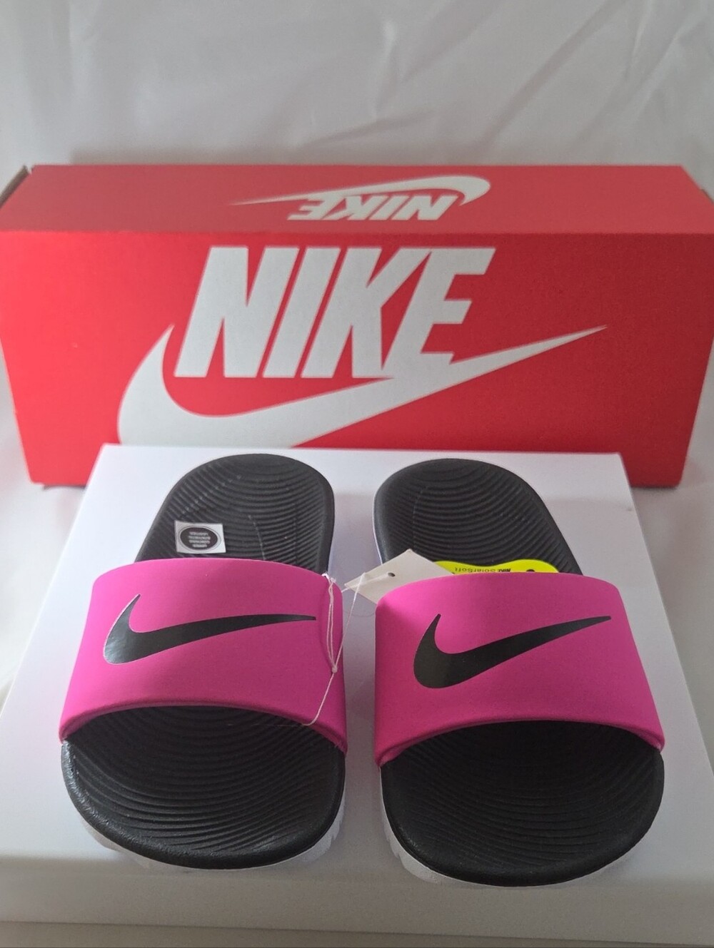 Nike Kids Hot Pink and Black Slide Sandals
